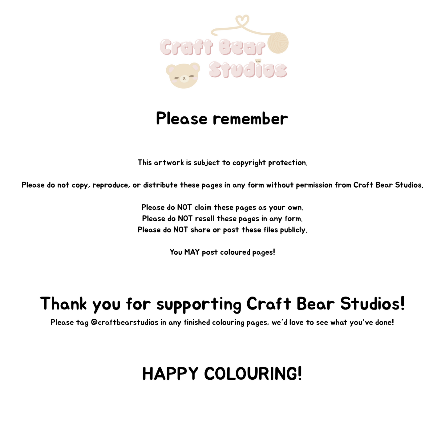 DIGITAL DOWNLOAD: Croquembear Colouring Page