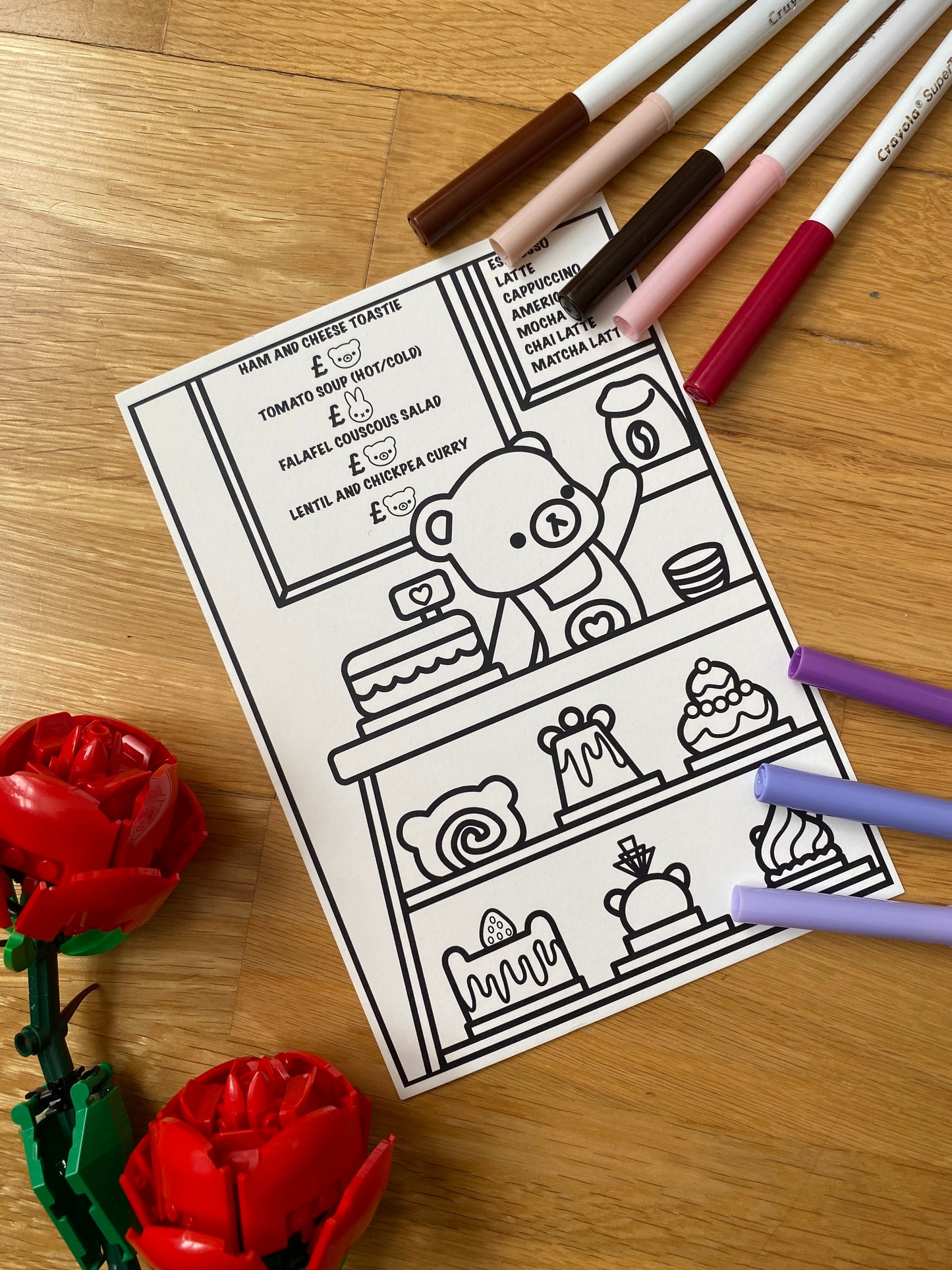 Cute colouring pages featuring barista bear wholesome