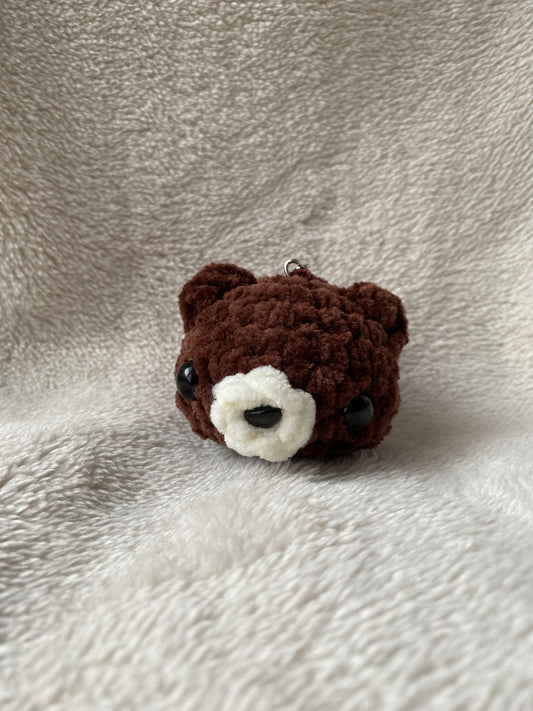 Crochet cute bear keyring made with plush and fluffy yarn