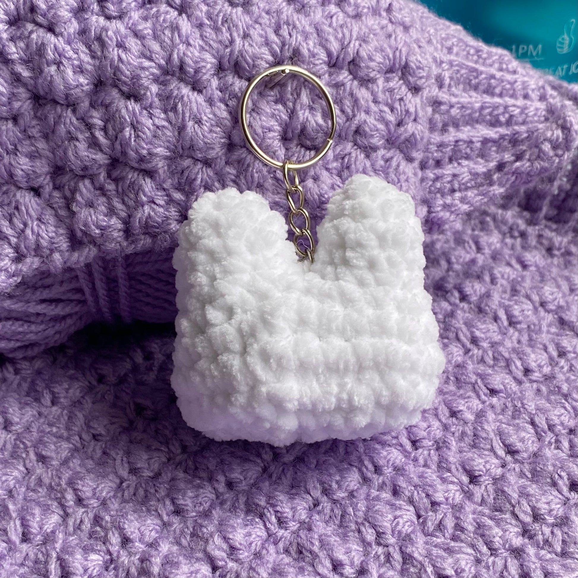 Cute crochet bunny keyring with blush Miffy
