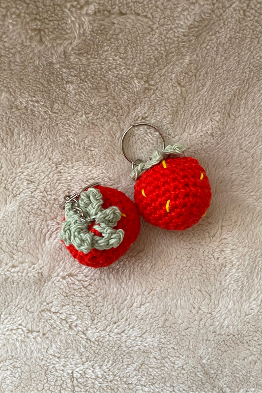 Crochet cute strawberry keychains